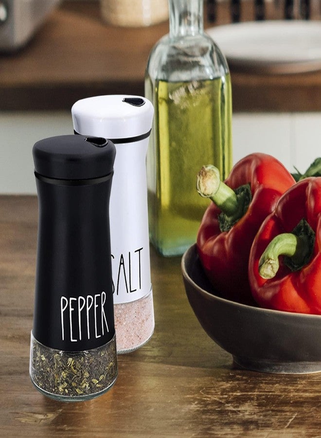 BIRZAR Salt and Pepper Shakers Set with Adjustable Pour Holes for Kitchen. (Black & White) - Image 2