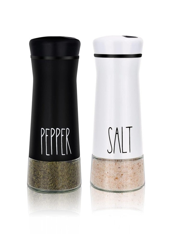 BIRZAR Salt and Pepper Shakers Set with Adjustable Pour Holes for Kitchen. (Black & White) - Image 1