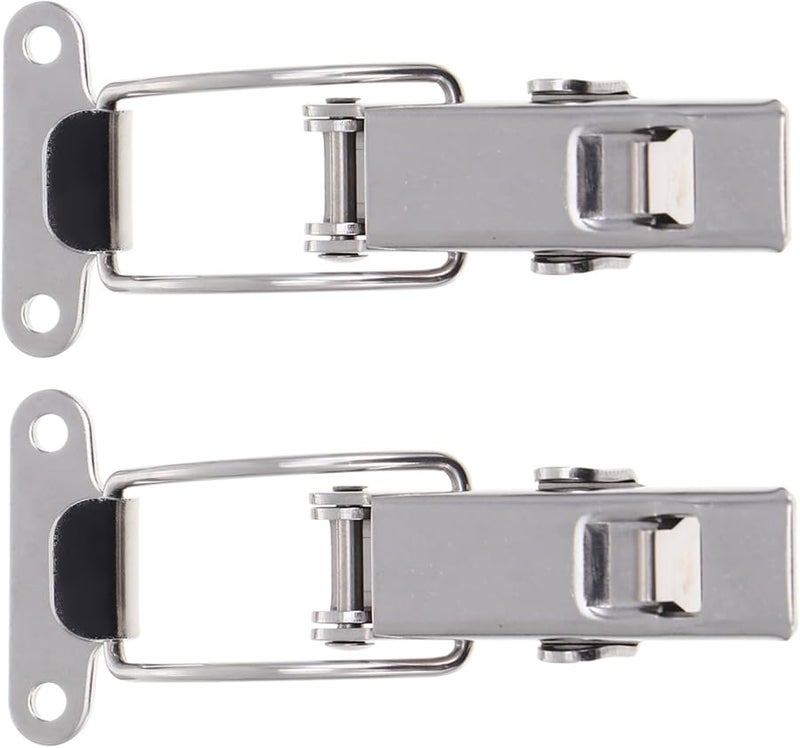 Stainless Steel Self Locking Hasp Latch 2 Pack Cabinet Security Lock Easy Install - Image 2