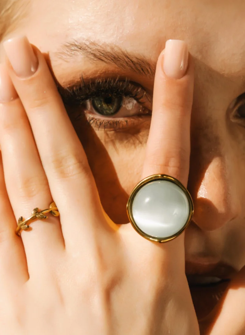 ايمي Thin gold leaves ring