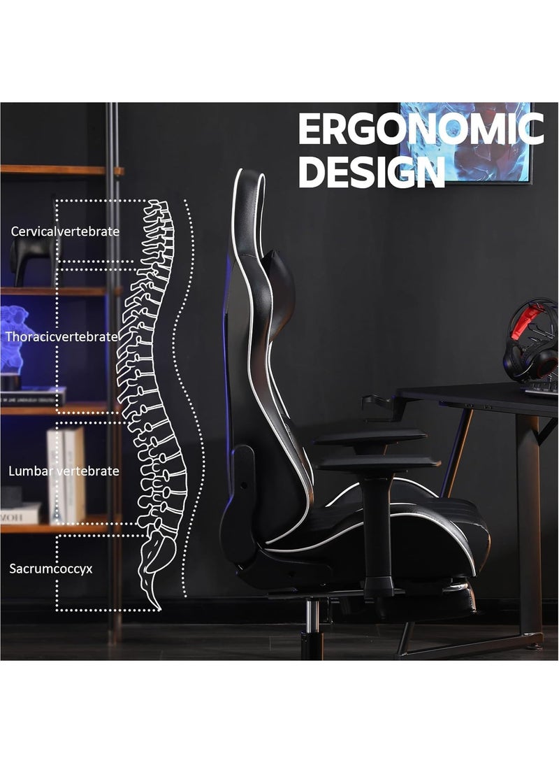 Generic Gaming Chair Adult  Ergonomically Designed Backrest Seat Adjustable Lift and Swivel Task Chair Chair Back Tilts 135° with Footrest Suitable for Computer Gaming Offices (Black)  - Image 5