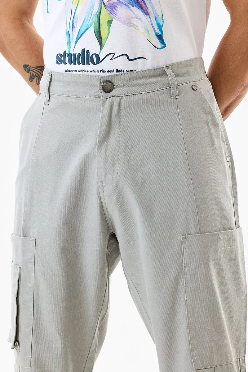 Snitch Grey Regular Fit 100% Cotton Cargo Pants for Men | Best Price UAE