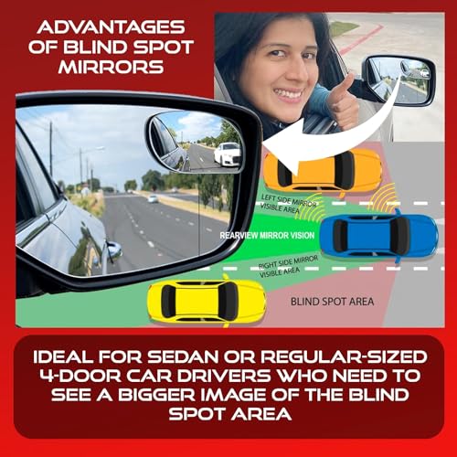 Utopicar Blind Spot Mirror Fits All Car Side Mirrors - Patented Stainless Steel Mirrors with Bigger Viewing Image - Less Fogging - Less Sun Reflection by Utopicar Car Accessories - Image 5
