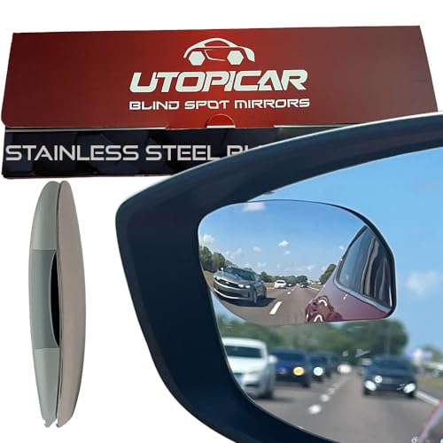 Utopicar Blind Spot Mirror Fits All Car Side Mirrors - Patented Stainless Steel Mirrors with Bigger Viewing Image - Less Fogging - Less Sun Reflection by Utopicar Car Accessories - Image 1