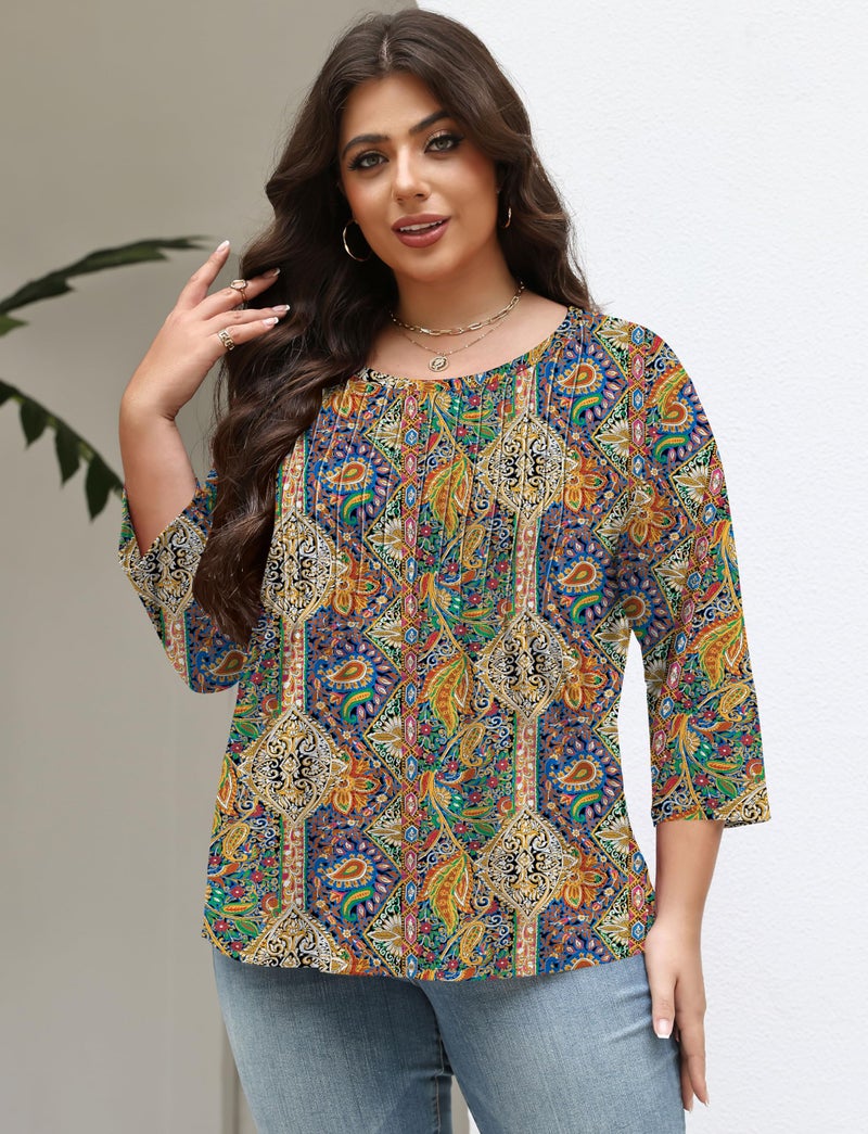 TFSDOD Cute Tops for Women Womens Spring Shirts Boho Outfits for Women Pleated Shirts 2XL Womens Tops Plus Size - Image 4