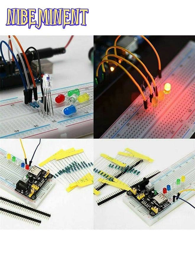نيبمينينت مجموعة لوح خبز إلكتروني للمبتدئين 830 نقطة MB-102، متوافقة مع Arduino UNO R3، مجموعة مكونات إلكترونية، مجموعة تعليم STEM للأطفال والمراهقين والكبار - Image 2