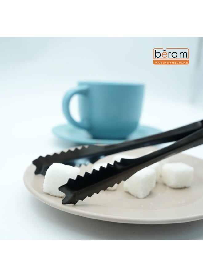 Beram Sugar Tong Stainless Steel Mini Tongs for Sugar Cubes Ice Snacks & Tea Parties – Durable Rust-Resistant (4, Black, 15+12.5) - Image 2