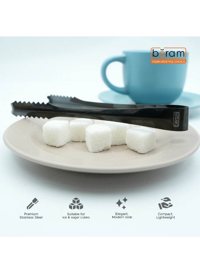 Beram Sugar Tong Stainless Steel Mini Tongs for Sugar Cubes Ice Snacks & Tea Parties – Durable Rust-Resistant (4, Black, 15+12.5) - Image 3