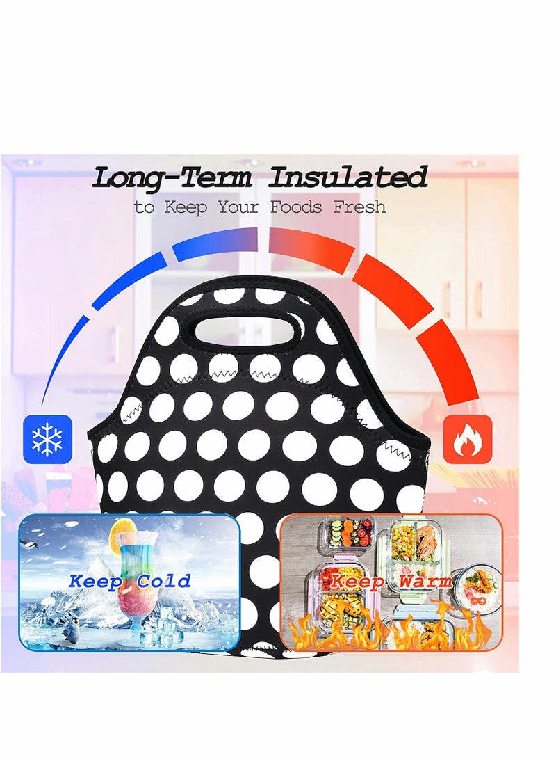 Lunch Bag, Neoprene Bags Thermal Insulated Tote, Kids, Reusable Washable Picnic, Premium Stitching, Outside Pocket, for Men Womens - Image 3