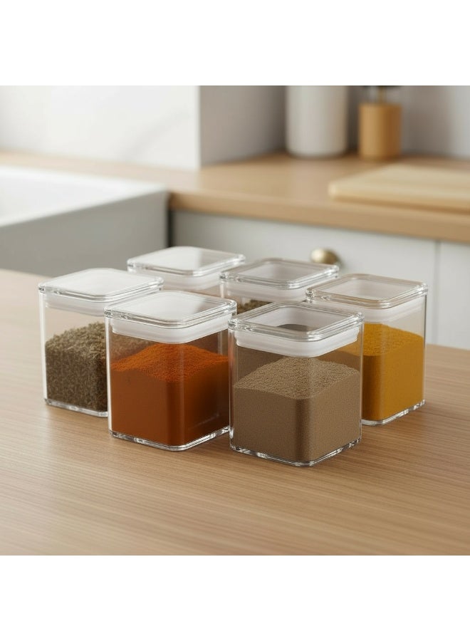 Airtight Acrylic Spice Jar Set – Transparent 6 PCS ( 750 ML ) - Image 3