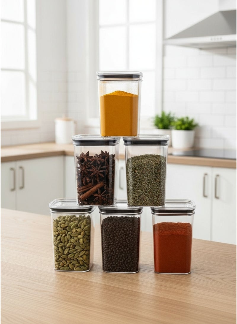 Airtight Acrylic Spice Jar Set – Transparent 6 PCS ( 750 ML ) - Image 2