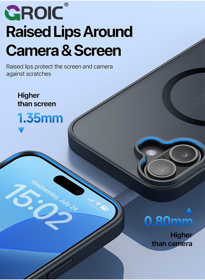 GROIC - Magnetic Designed for iPhone 16 Black Case, Military Grade Protection & Compatible with MagSafe, Translucent Matte Back with Soft Edge Phone Case - Image 1