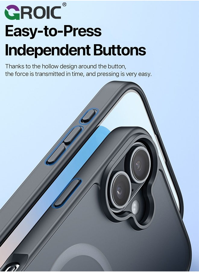 GROIC - Magnetic Designed for iPhone 16 Black Case, Military Grade Protection & Compatible with MagSafe, Translucent Matte Back with Soft Edge Phone Case - Image 1