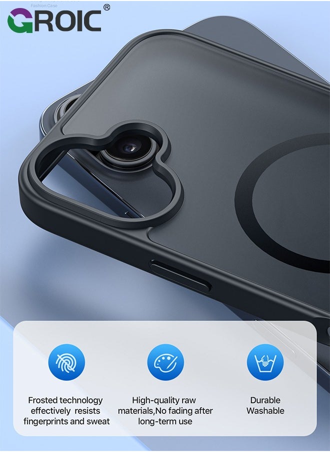 GROIC - Magnetic Designed for iPhone 16 Black Case, Military Grade Protection & Compatible with MagSafe, Translucent Matte Back with Soft Edge Phone Case - Image 1