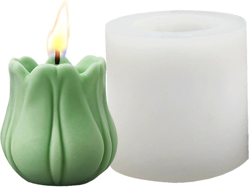 Skytail Tulip Flower Silicone Candle Mould for Making Scented Candle Wax Melts Aromatherapy DIY Chocolate Candy Cake Decoration Cupcake Resin Crafts Home Decor Party Gifts Molds Soap Making