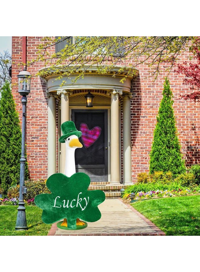 JcHrmers 2 Sets Seasonal Goose Outfits Valentine St. Patrick Festivals Lawn Porch Goose Clothes for 23'' Goose Outdoor Garden Patio Yard Statue Decoration - Image 4