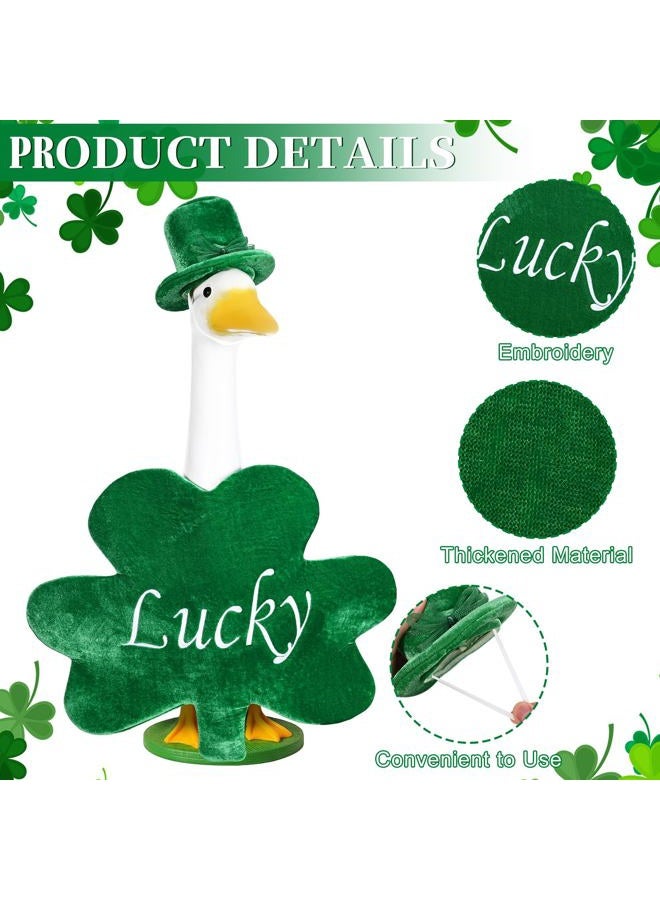 JcHrmers 2 Sets Seasonal Goose Outfits Valentine St. Patrick Festivals Lawn Porch Goose Clothes for 23'' Goose Outdoor Garden Patio Yard Statue Decoration - Image 2