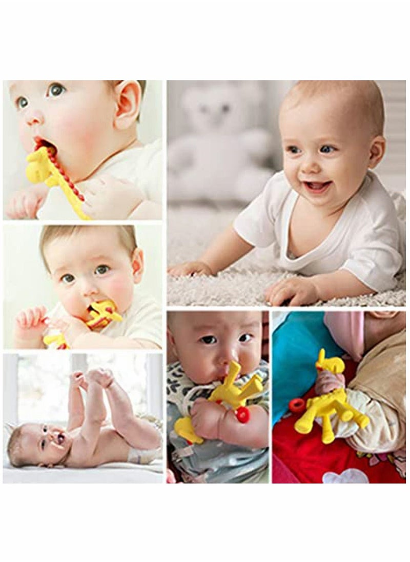 KASTWAVE - Teether with Finger Toothbrush 1 Piece Silicone Infant Training Giraffe Teether Toy and 2 Piece Finger Toothbrushes with Storage Case 3 in Pack Teether with Finger Toothbrush 1 Piece Silicone Infant T - Image 1