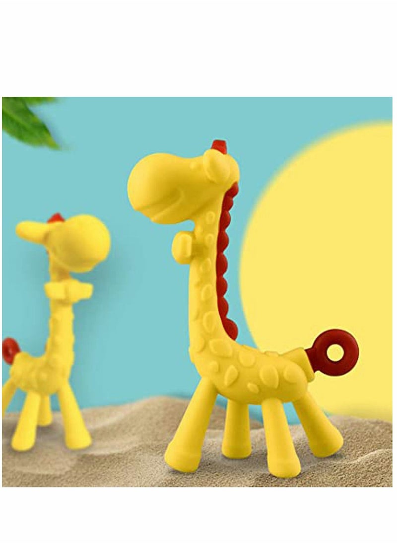 KASTWAVE - Teether with Finger Toothbrush 1 Piece Silicone Infant Training Giraffe Teether Toy and 2 Piece Finger Toothbrushes with Storage Case 3 in Pack Teether with Finger Toothbrush 1 Piece Silicone Infant T - Image 1