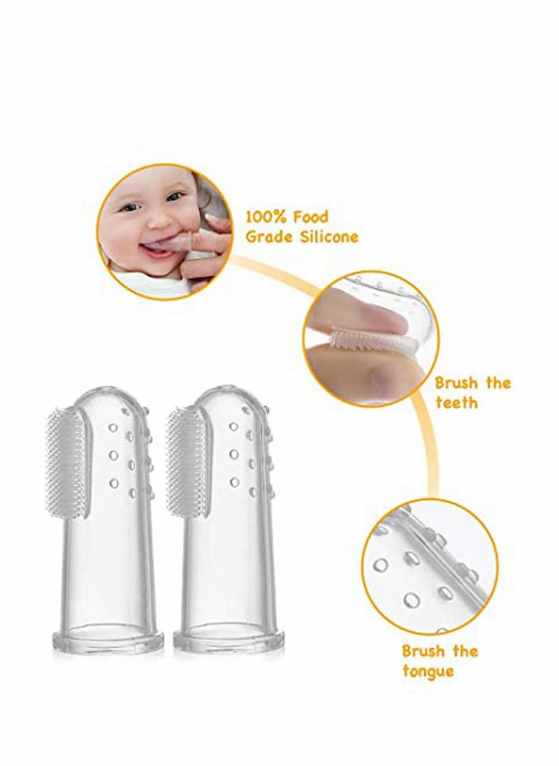 KASTWAVE - Teether with Finger Toothbrush 1 Piece Silicone Infant Training Giraffe Teether Toy and 2 Piece Finger Toothbrushes with Storage Case 3 in Pack Teether with Finger Toothbrush 1 Piece Silicone Infant T - Image 1