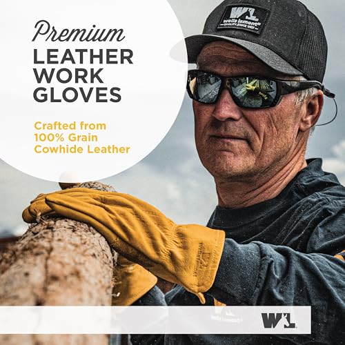 Wells Lamont Leather Work Gloves for Men – Grain Cowhide, Reinforced Palm – Ideal for Construction, Farming, Ranching – Ergonomic Fit, Keystone Thumb, Elasticized Wrist – Saddletan, Medium (1129M) - Image 2
