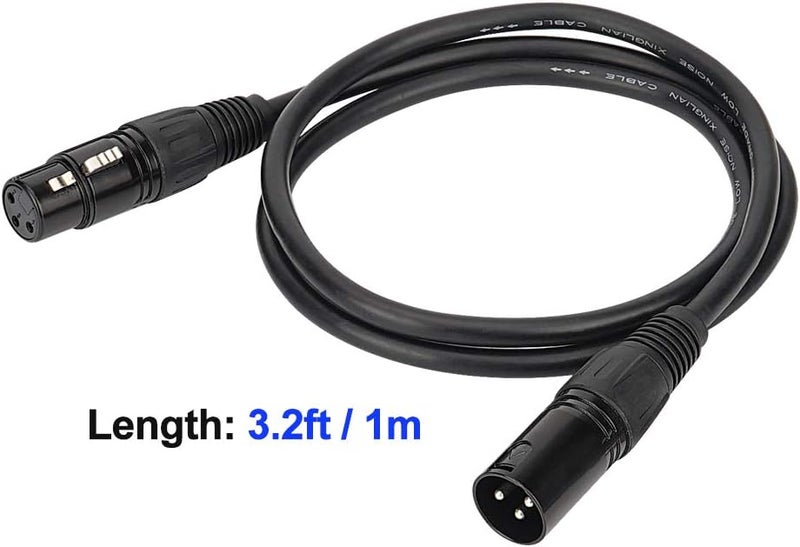 EYESHOT 3.2ft / 1m DMX Cable, 10PCS 3 Pin DMX Cables DMX Wires, DMX512 XLR Male to Female Stage Light Signal Cable with Metal Connectors, Connection for Stage & DJ Lighting fixtures - Image 2