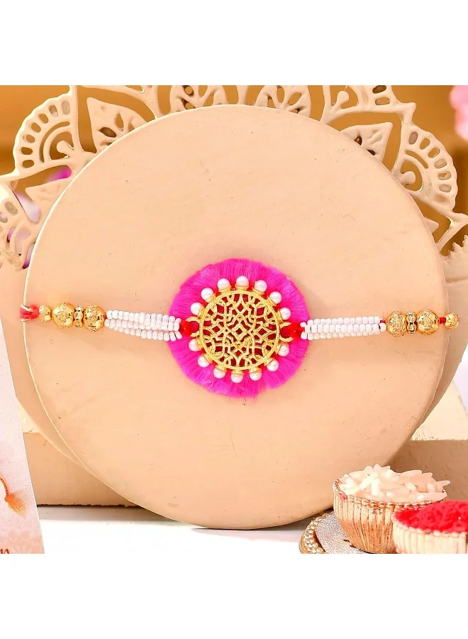 VOYLLA Pearl And Gold Filigree Rakhi
