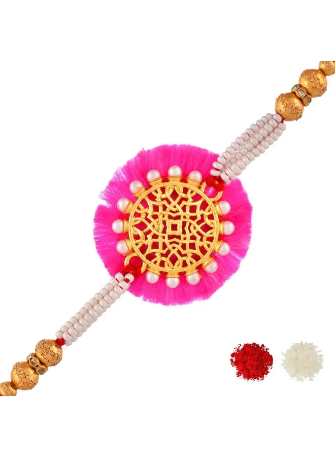 VOYLLA Pearl And Gold Filigree Rakhi