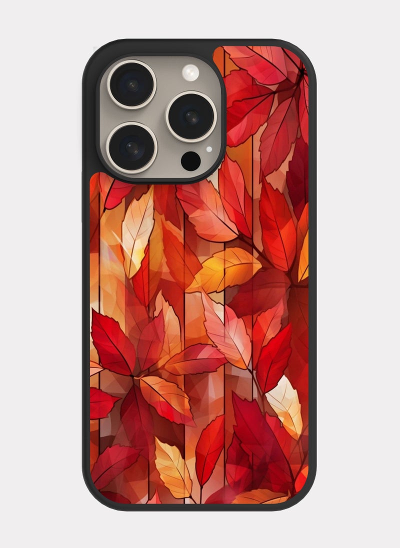 بكسلات كفر ايفون 15 برو اوراق الشجر برتقالي - Image 1