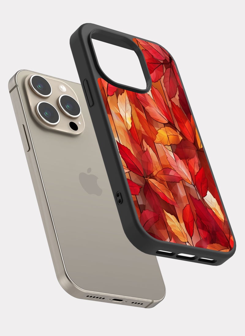 بكسلات كفر ايفون 15 برو اوراق الشجر برتقالي - Image 2