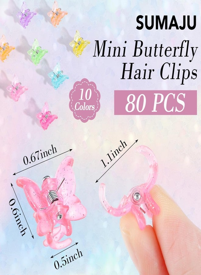SUMAJU 80Pcs Butterfly Hair Clips for Girls, 0.6Inch Mini Hair Clips In 10 Colors - 90s outfits for women - Small Barrettes Hair Accessories For Girls Toddlers kids With Storage Box, Tiny Claw Clips Bulk - Image 2