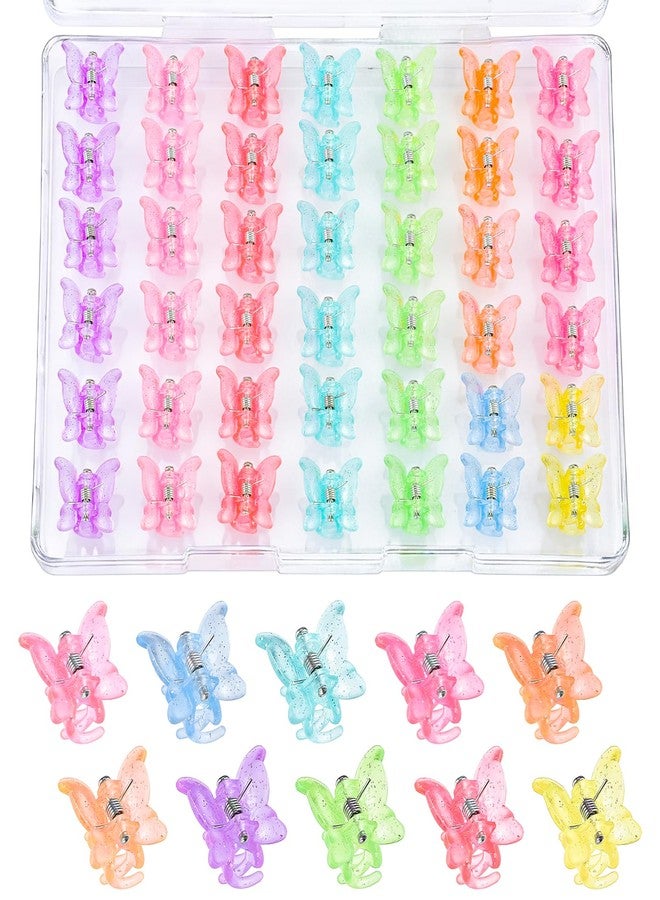 SUMAJU 80Pcs Butterfly Hair Clips for Girls, 0.6Inch Mini Hair Clips In 10 Colors - 90s outfits for women - Small Barrettes Hair Accessories For Girls Toddlers kids With Storage Box, Tiny Claw Clips Bulk - Image 1