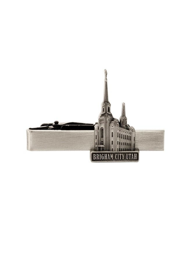 Ringmasters Silver Tie Clip by Ringmasters | LDS Temple Tie Clips for Men with Antique Silver Finish | Suit Accessories for Weddings, Church, & Formal Events | Versatile Tie Pin, (Brigham City Utah) - Image 1