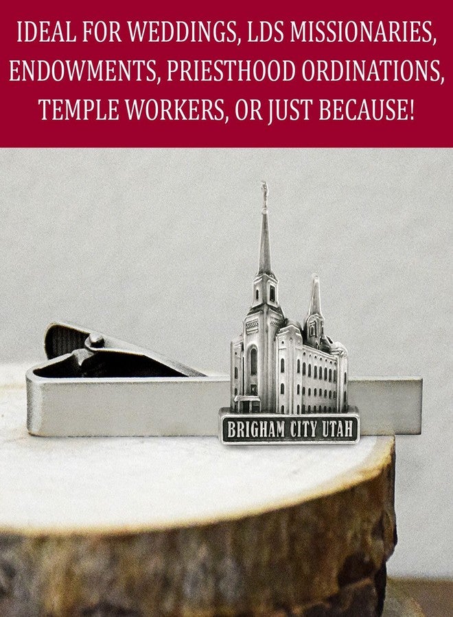 Ringmasters Silver Tie Clip by Ringmasters | LDS Temple Tie Clips for Men with Antique Silver Finish | Suit Accessories for Weddings, Church, & Formal Events | Versatile Tie Pin, (Brigham City Utah) - Image 5