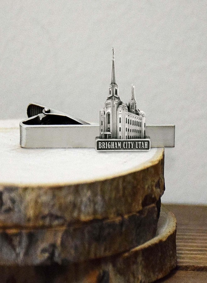Ringmasters Silver Tie Clip by Ringmasters | LDS Temple Tie Clips for Men with Antique Silver Finish | Suit Accessories for Weddings, Church, & Formal Events | Versatile Tie Pin, (Brigham City Utah) - Image 2