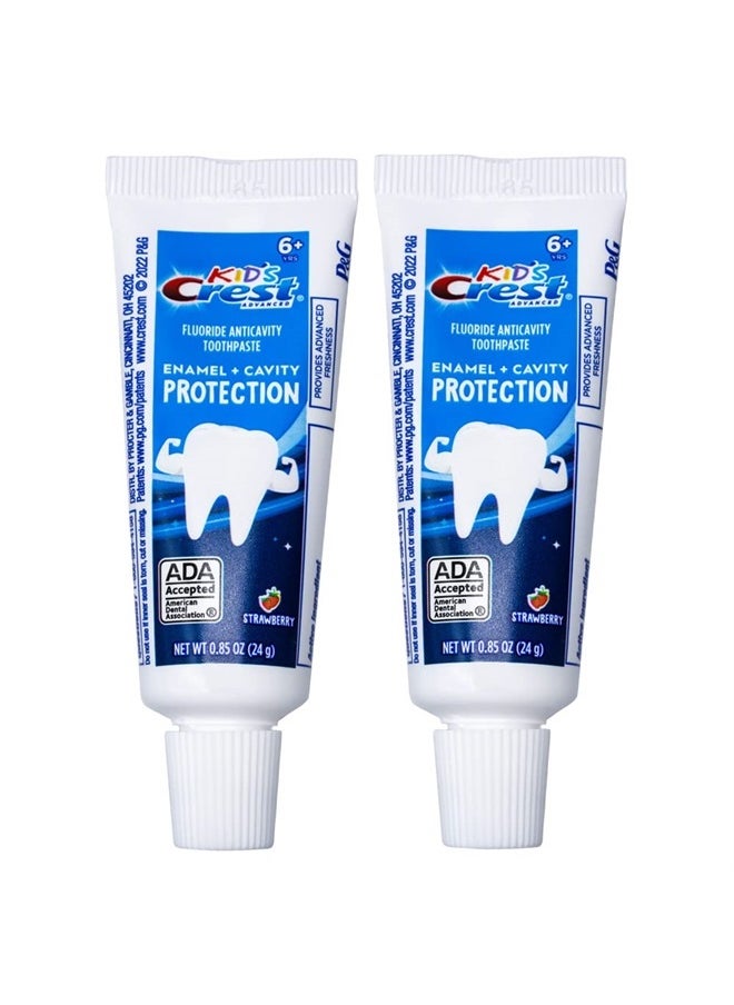 Crest Kids Advanced Toothpaste, Junior Toothpaste 6+ Years Old Enamel + Cavity Protection with Strawberry Flavor, Travel Size 0.85oz (24g)) - Pack of 2  - Image 1