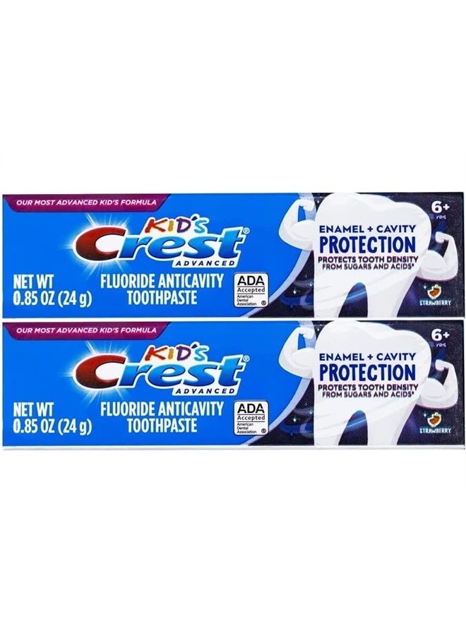 Crest Kids Advanced Toothpaste, Junior Toothpaste 6+ Years Old Enamel + Cavity Protection with Strawberry Flavor, Travel Size 0.85oz (24g)) - Pack of 2  - Image 2