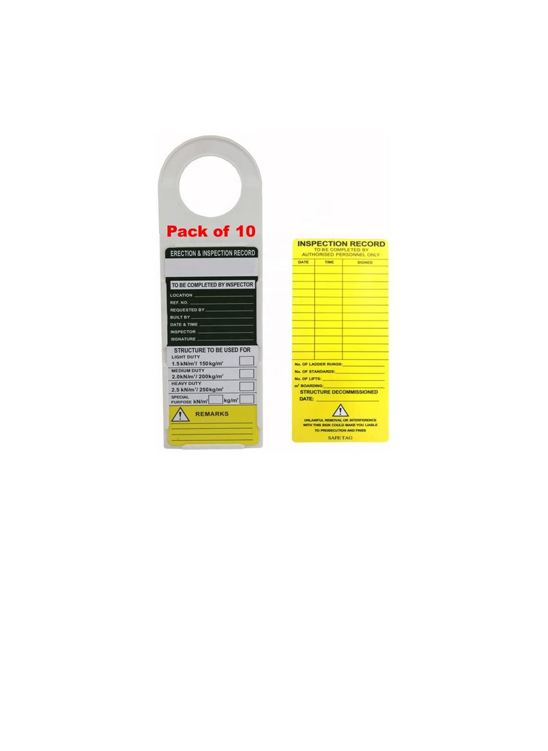 Generic Scaffolding Status Holder and Scaffolding and Construction Inspection Tags, 11-3/4" Height, 3-1/2" Width (Pack of 10)  - Image 2