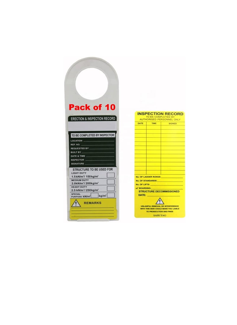 Generic Scaffolding Status Holder and Scaffolding and Construction Inspection Tags, 11-3/4" Height, 3-1/2" Width (Pack of 10)  - Image 1