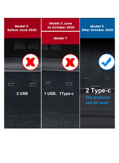 Generic 4-in-1 USB Hub Center Console Docking Station for Tesla Model 3/Y (2021) - Fast Charge USB PD for Dashcam, Sentry Mode, and Phone (Not Compatible with 2022 Models)  - Image 3