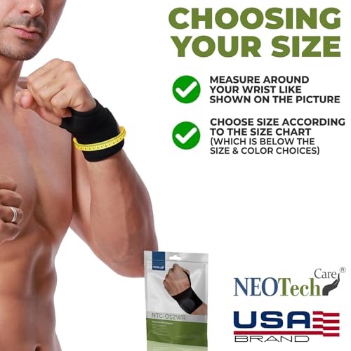 NeoTech Care Wrist Band Elastic Breathable Fabric Adjustable Compression Strap Men Women Right or Left Support Wrap for Protection or Sports Black Color Size L 1 Unit - Image 5