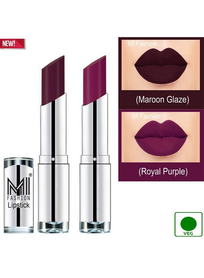 MI FASHION Long Lasting Creamy Matte Lipsticks Set Combo Of 2 Maroon And Purple - Image 5