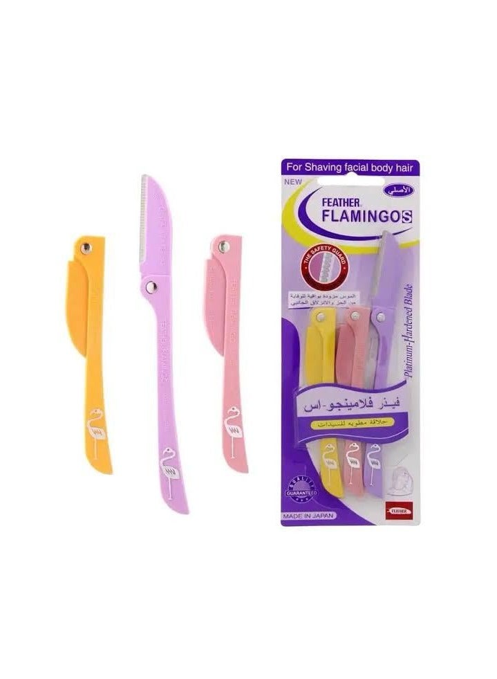 3-Piece shaving Ladies For Facial And Body Hair pack of 3 Yellow/Pink/Purple - Image 2