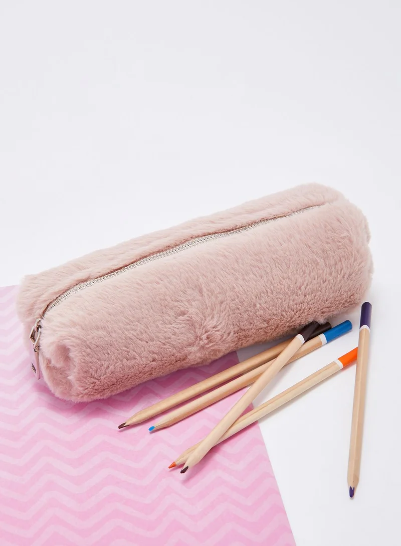 Pink Cactus Furry Pencil Case