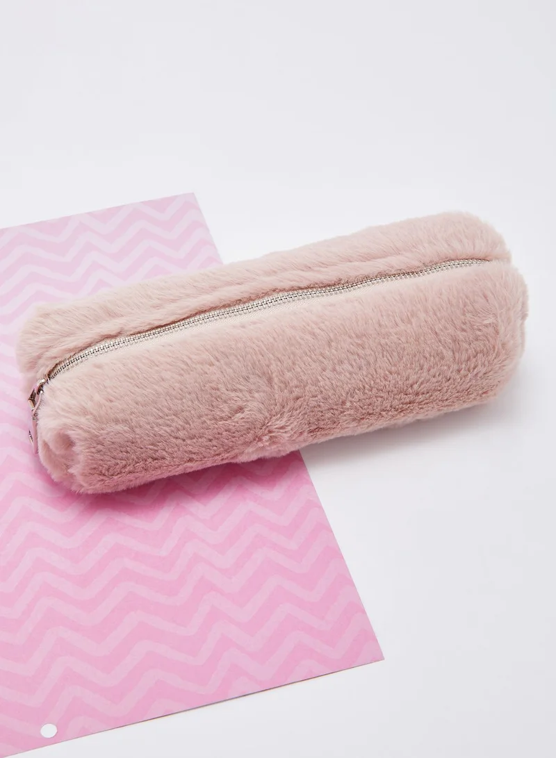Pink Cactus Furry Pencil Case