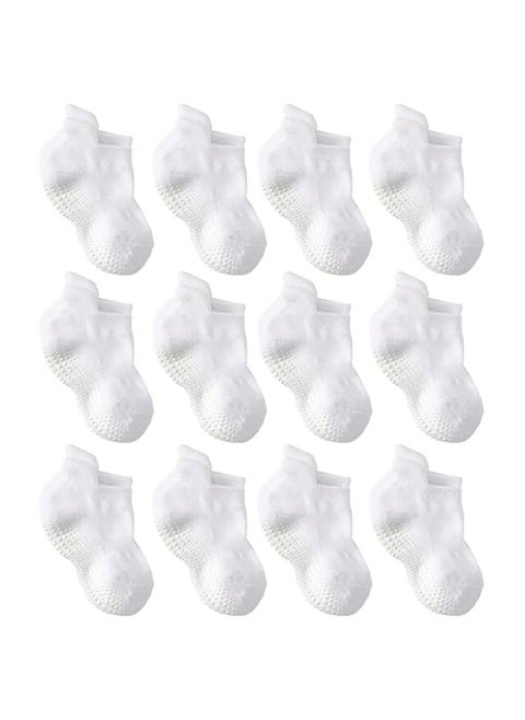 baby Toddler Grip Ankle Socks - 12 Pairs - Non Slip/Skid Covered (12-36 Months)
