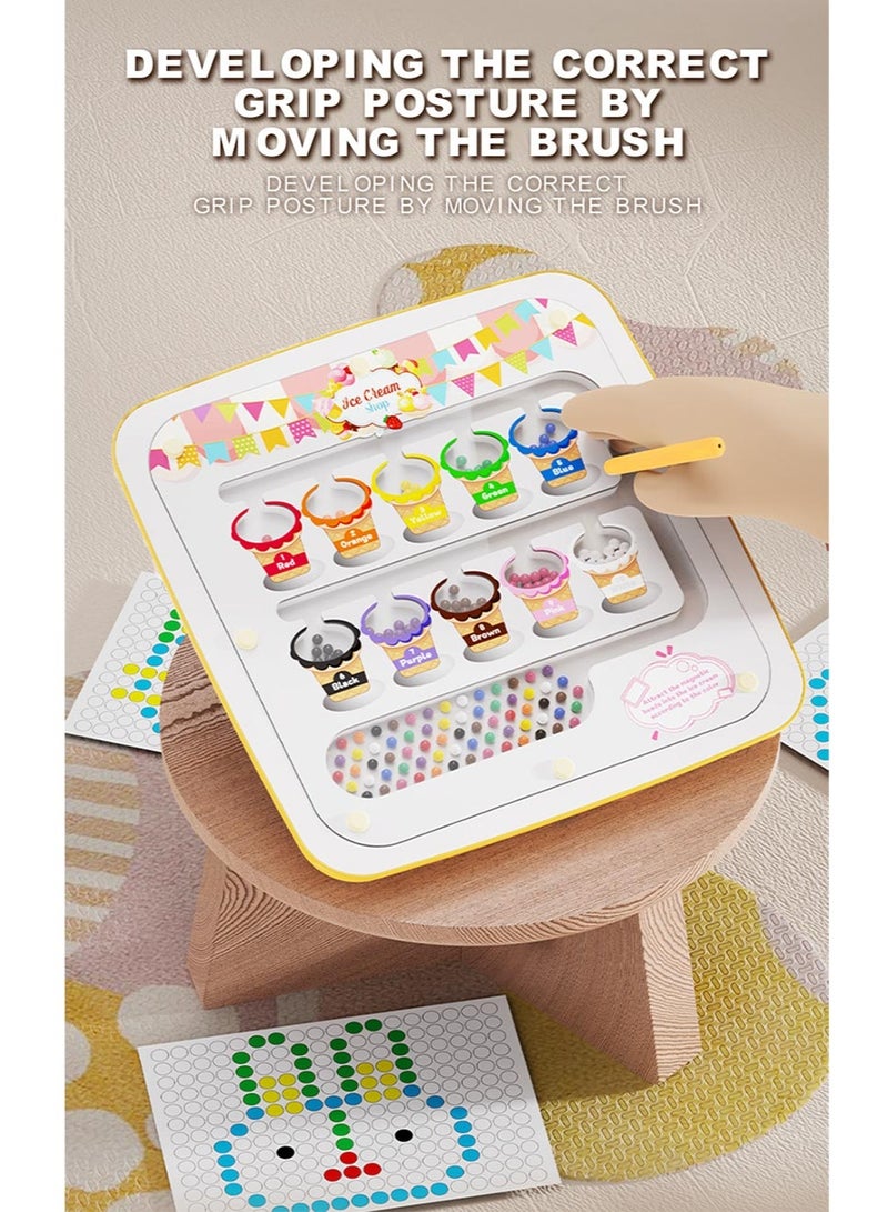 لوحة رسم مغناطيسية 2 في 1 ومتاهة أرقام، ألعاب مونتيسوري تعليمية للأطفال مع قلم مغناطيسي، لعبة تعلم العد ومطابقة الألوان، لوحة أنشطة آمنة لمرحلة ما قبل المدرسة للأطفال الصغار من الأولاد والبنات - Image 4