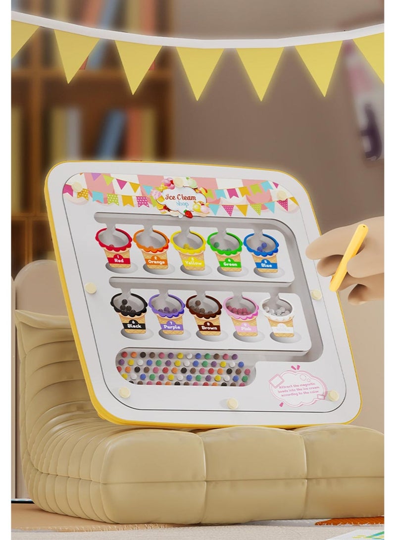 لوحة رسم مغناطيسية 2 في 1 ومتاهة أرقام، ألعاب مونتيسوري تعليمية للأطفال مع قلم مغناطيسي، لعبة تعلم العد ومطابقة الألوان، لوحة أنشطة آمنة لمرحلة ما قبل المدرسة للأطفال الصغار من الأولاد والبنات - Image 3