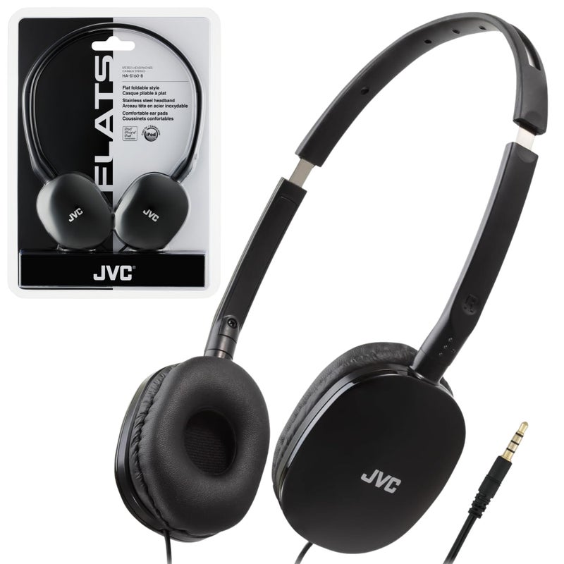 JVC Flats On-Ear Wired Headphones - Flat Foldable Design - 30mm Driver for Powerful Sound - Soft Ear-Pads for Comfort – Steel Headband - Lightweight & Portable - PC/Laptop/Gaming - 3.5mm Slim Plug - Image 1