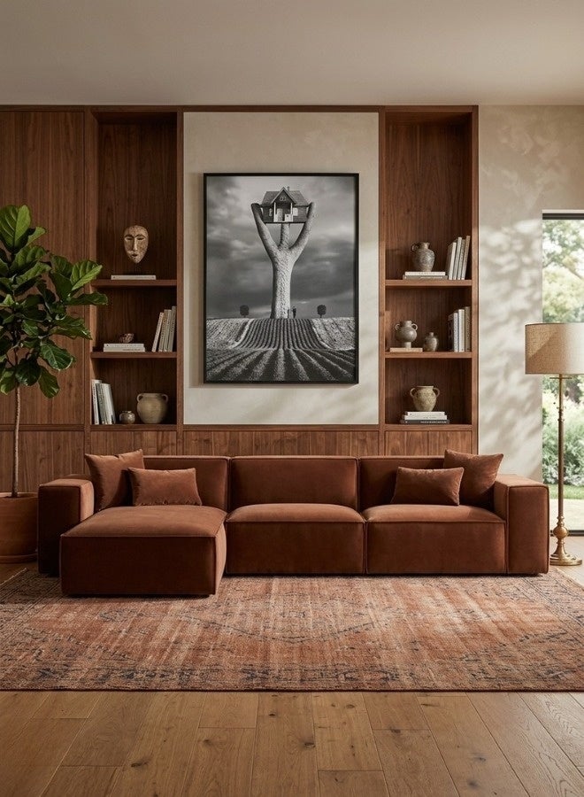 SULSHA L Shape Luxury Sofa Set |Corner Sofa |Modern Design Furniture Sectional Couch Living Room Sofas (Brown) - Image 1